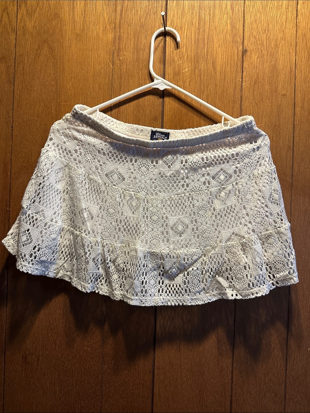 Aeropostale White Crochet Circle Skirt with Ruffle Hem